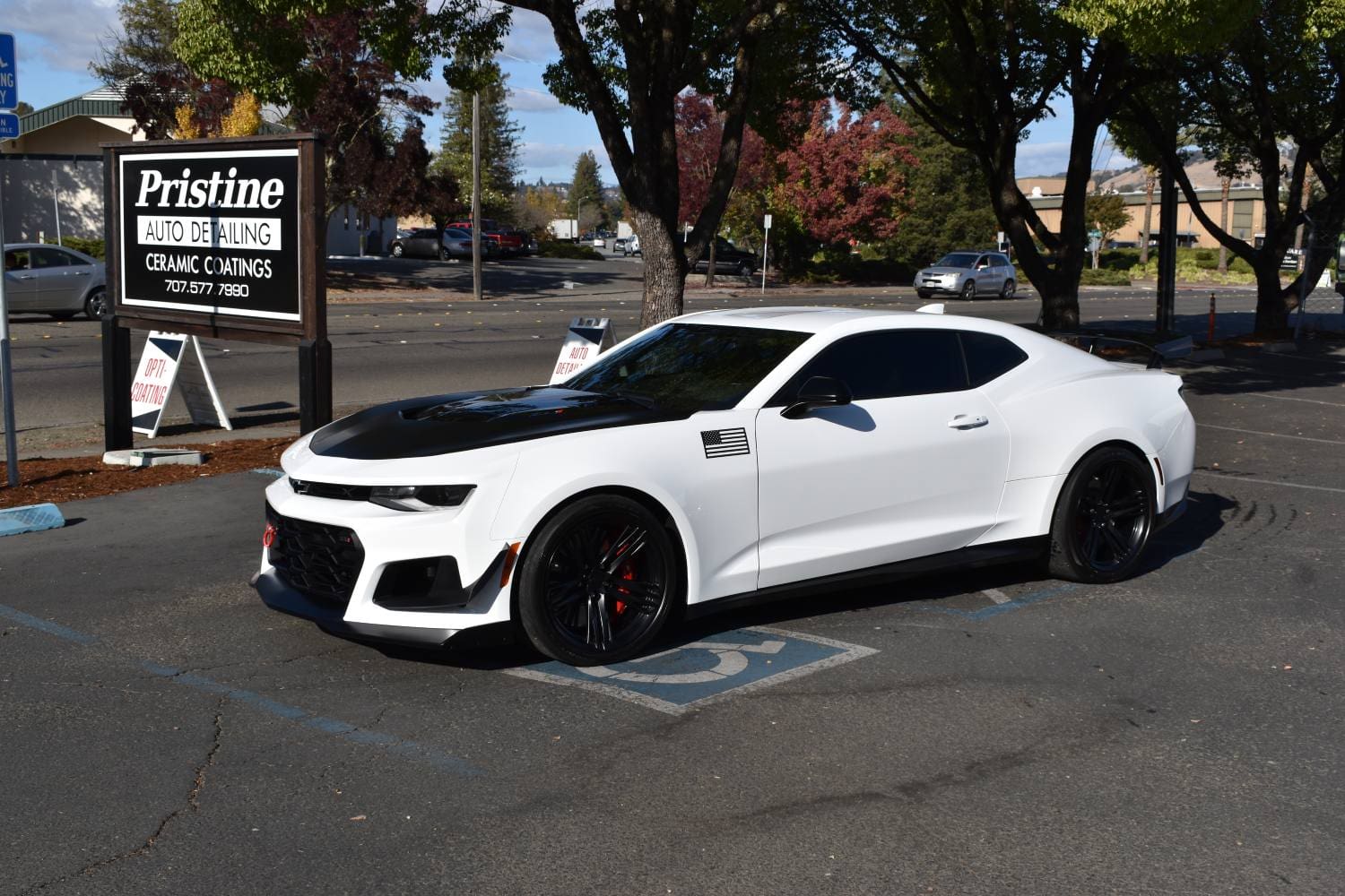 White ZL1 after ceramic coating installation