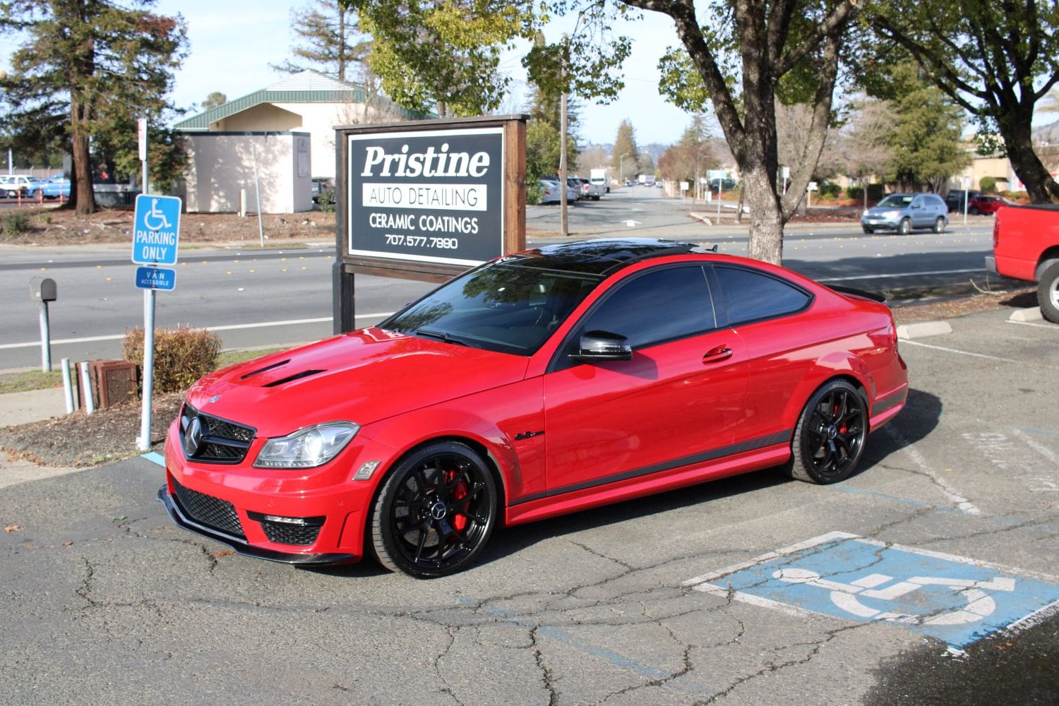 Ceramic Coated Red Mercedes coupe