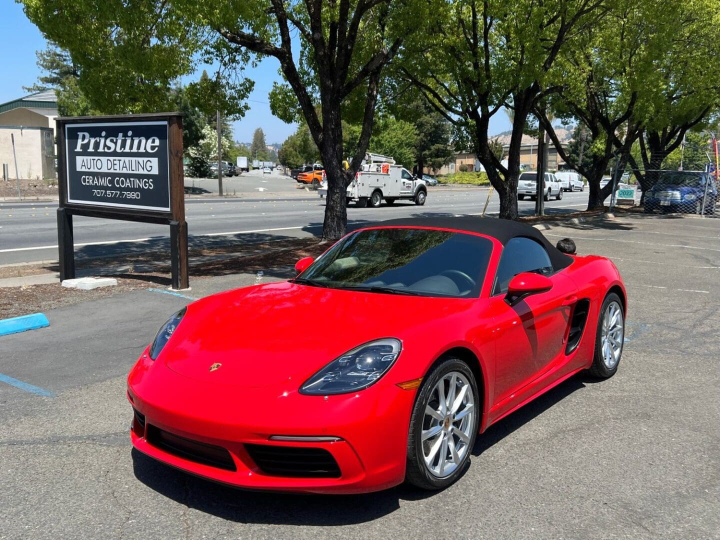 Ceramic Coated Red convertible Porsche