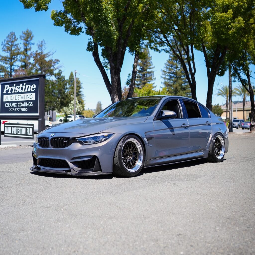 BMW M3 after DYNOshield PPF installed on front for rock chip protection